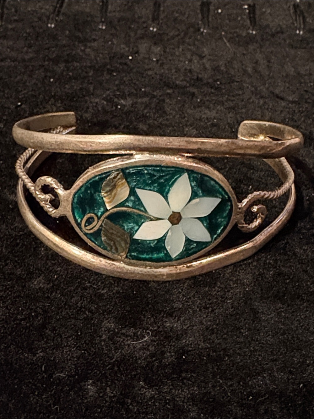 Vintage Flower Alpaca Cuff Bracelet